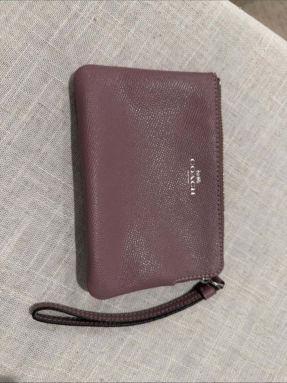 Coach Plum Leather Zip Wristlet Wallet